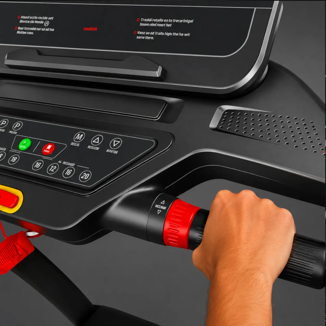 Controle manual de inclinação e painel da esteira Evox
